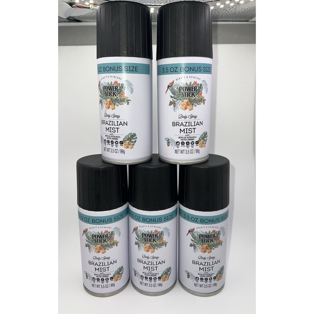 5 PACK Of Power Stick For Her Body Spray Brazilian Mist 3.5 oz